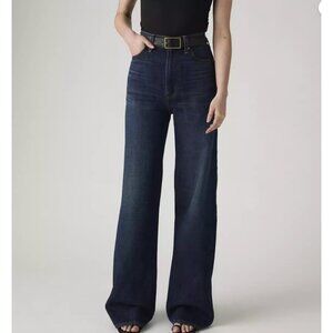 Levi's Women's 28x30 Ribcage Wide-leg Linen+ Denim Jeans Dark Wash Do You Mind